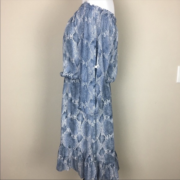 WHBM Blue Snakeskin Print High Lo  Dress M SOLD - Picture 2 of 7
